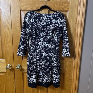 Eliza J Black and White Print Dress Women Size 10 Cocktail Business Career Work